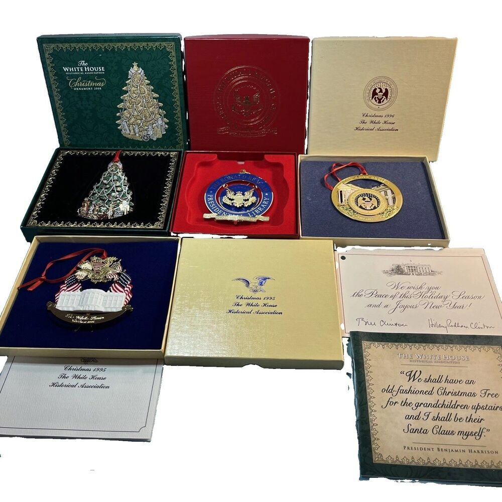 Lot Of 4 White House Historical Christmas Ornaments 1995-2008 Ronald Reagan +